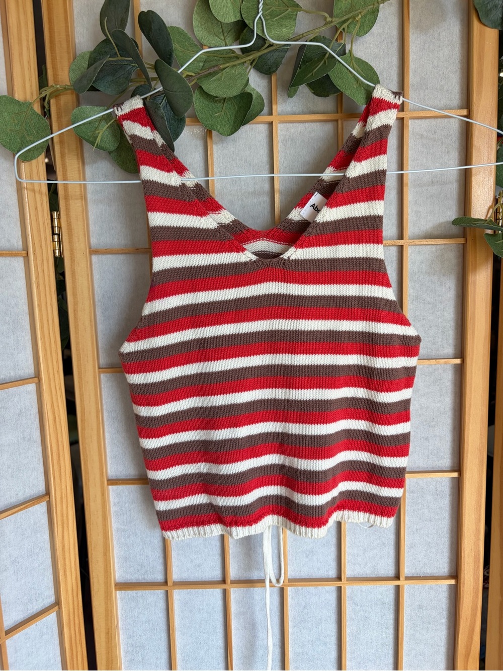 Abound Striped Knit Tank Top in Red, Brown & Cream